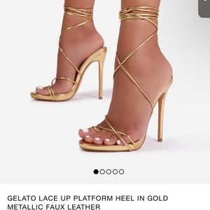 Gold Lace Up Heels